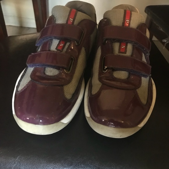 Purple pattern leather double strap Prada’s - Picture 1 of 3